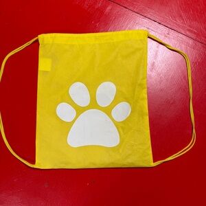 Yellow Drawstring Backpack Bag with Paw Print